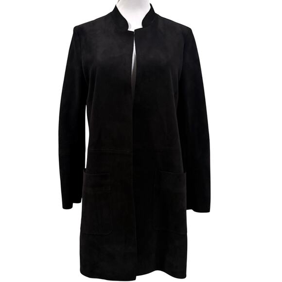 H&M Faux Suede Oversized Longline Coat XS Minimalist Sleek Chic Fall Winter - Picture 1 of 8